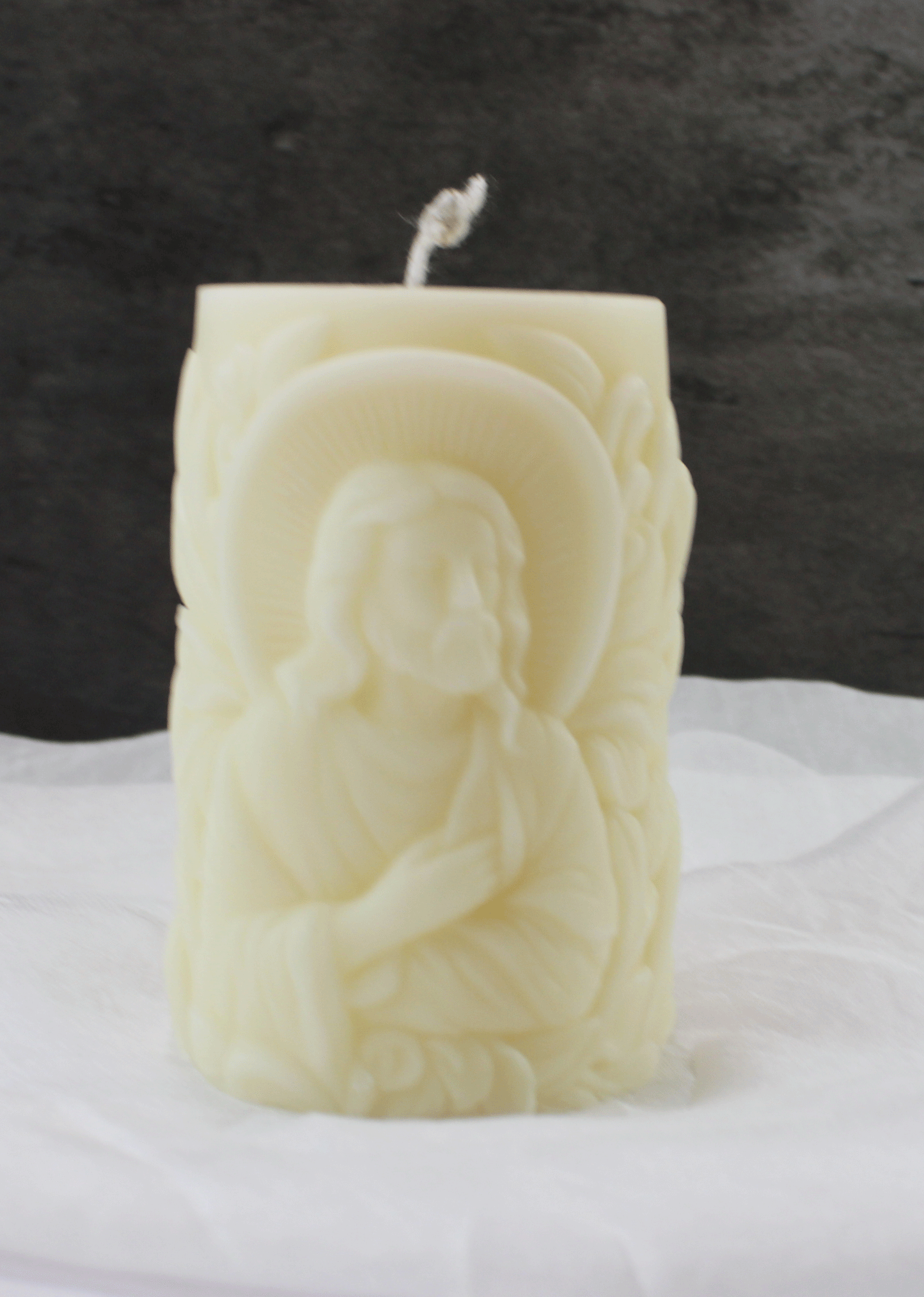 Jesus-pillar-candle-1 handcrafted in RhodeIsland