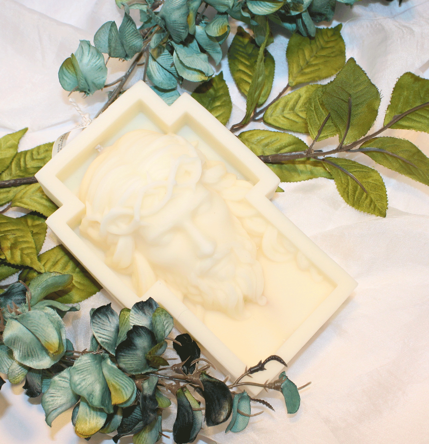 Christ Head Cross Pillar Candle