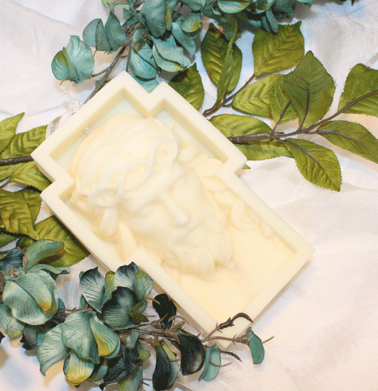 Christ Head Cross Pillar Candle