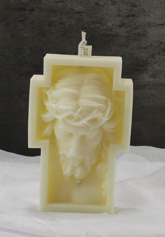 Christ Head Cross Pillar Candle