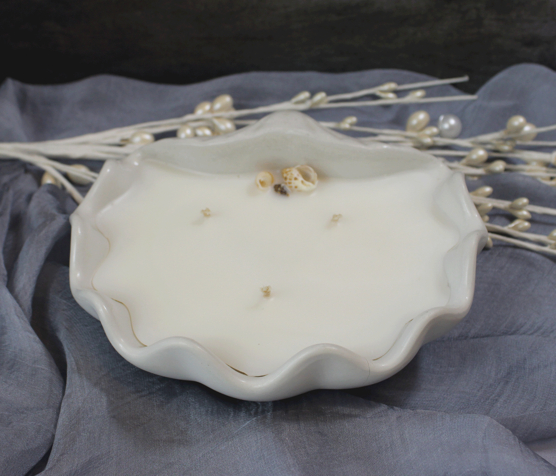 Large Clam shell candle handcrafted in Rhode Island