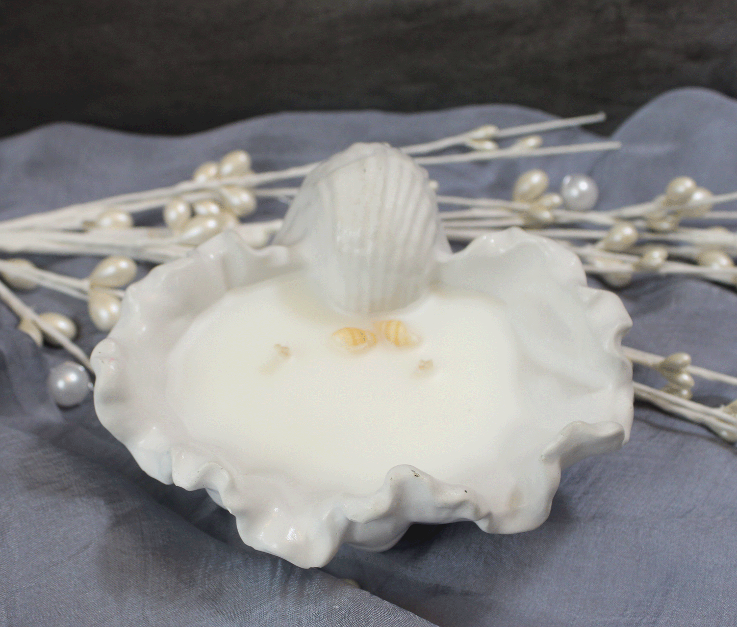 Shell Candle handcrafted in Rhode Island