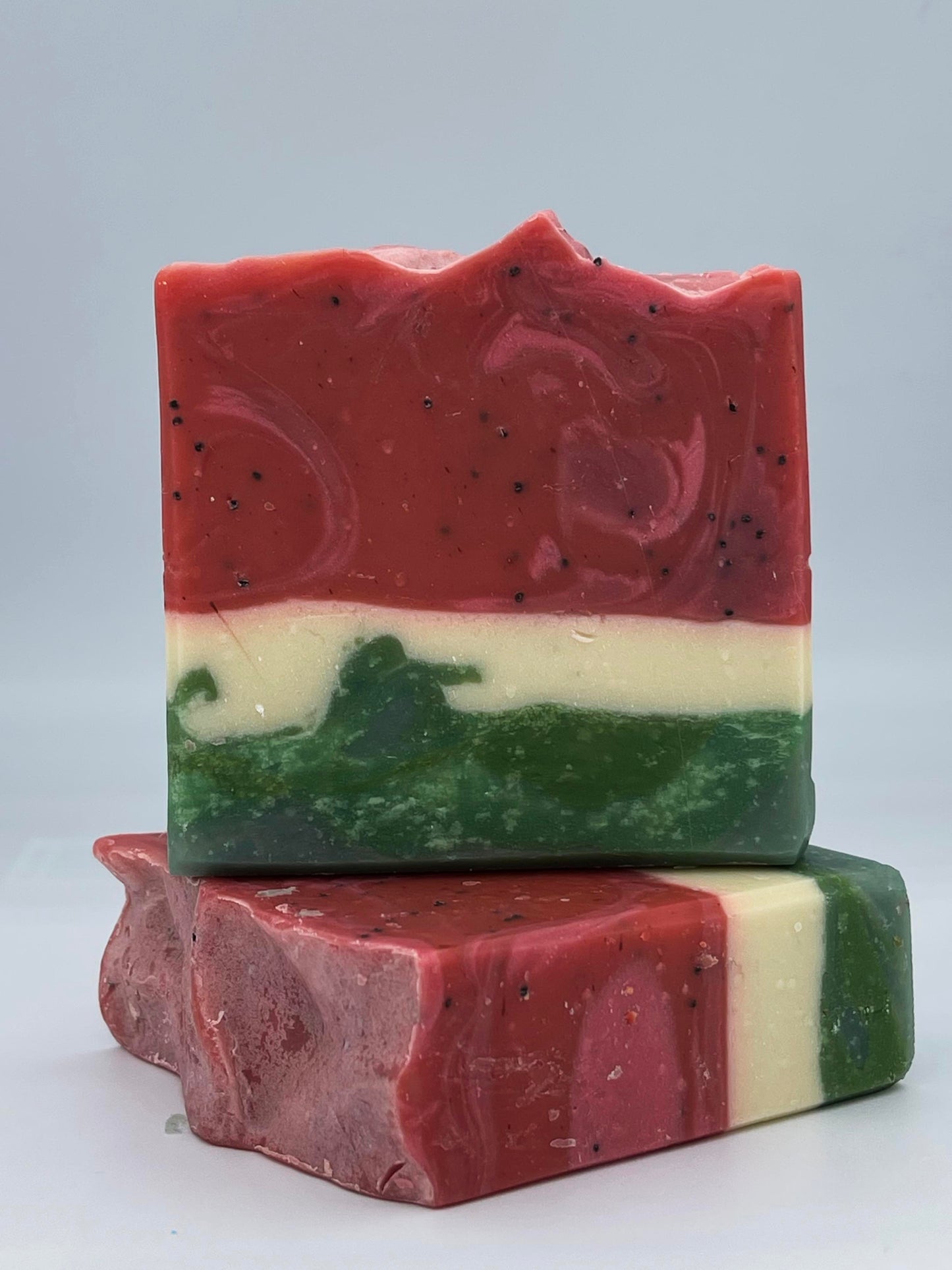 Watermelon Vegan, all-natural artisan specialty soap bar handmade by Birch Beauty Soap Co in Rhode Island.