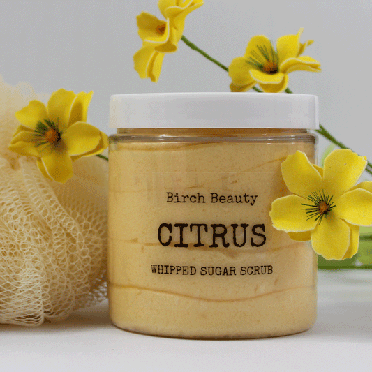 Citrus whipped sugar scrub handmade in Rhode Island