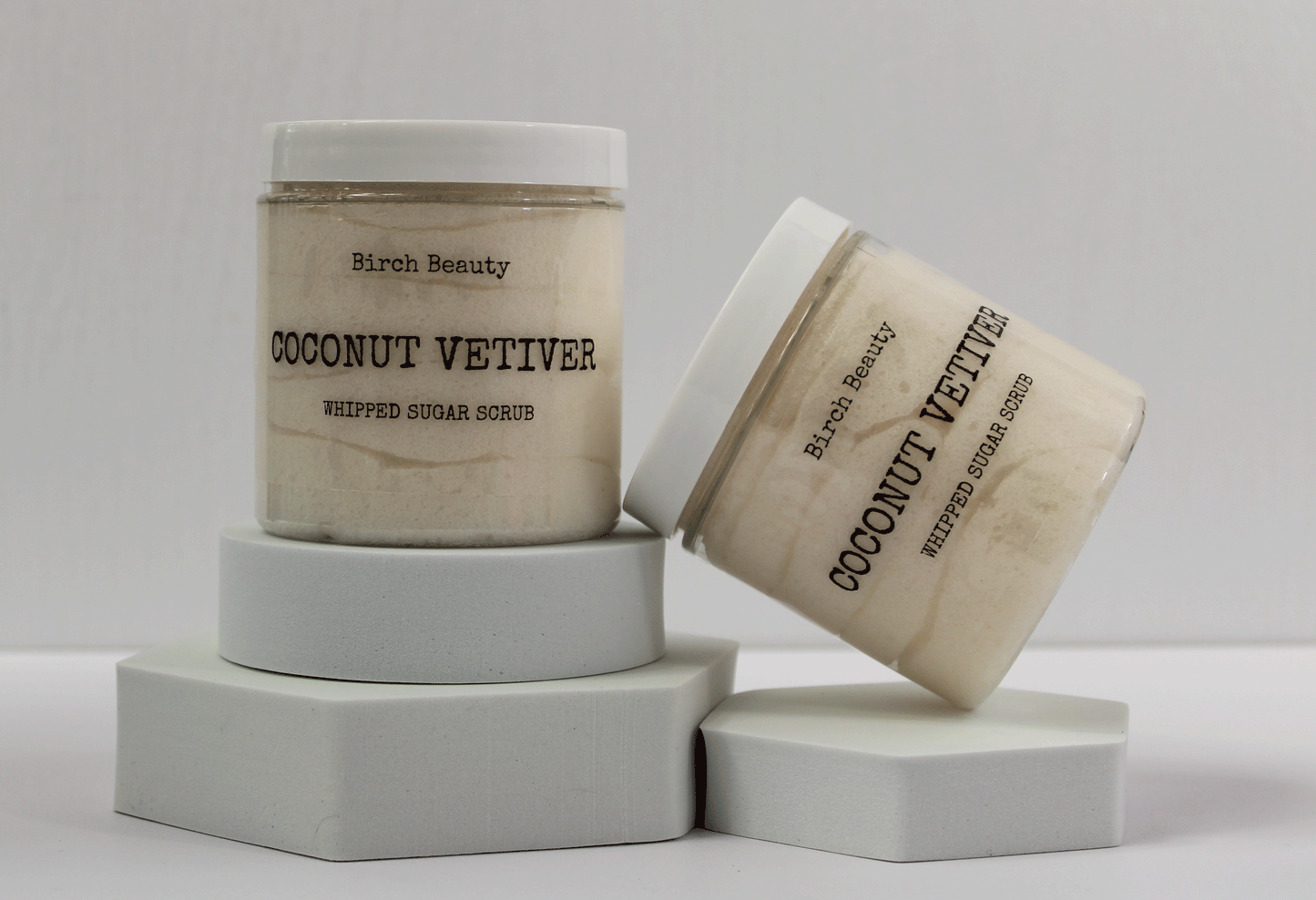 Coconut Vetiver Whipped Sugar Scrub vegan, limited ingredients handmade by Birch Beauty in Rhode Island
