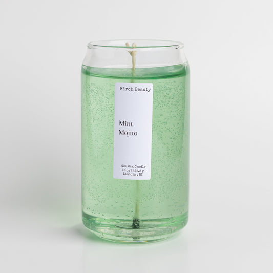 Gel and soy wax candle handcrafted by Birch Beauty in Rhode Island 