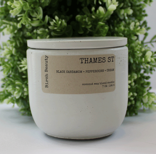 Thames coconut say blend wax candle made in Rhode Island by Birch Beauty