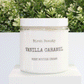 Jar of 'Vanilla Caramel' body butter cream with 'Birch Beauty' branding on a light surface with greenery in the background.