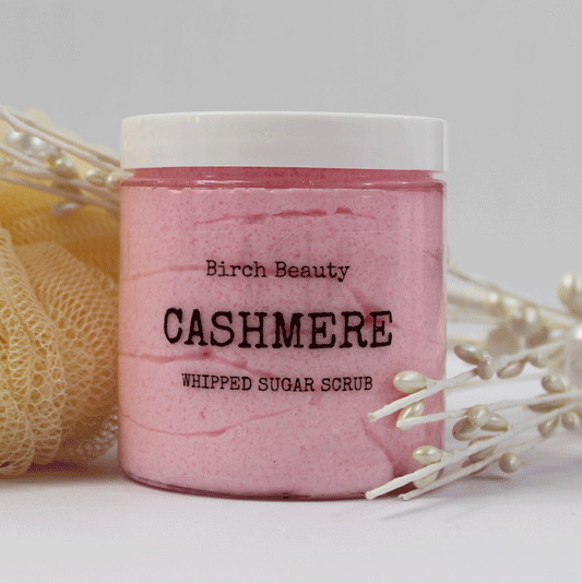 Cashmere Whipped Sugar Scrub vegan, limited ingredients handmade by Birch Beauty in Rhode Island
