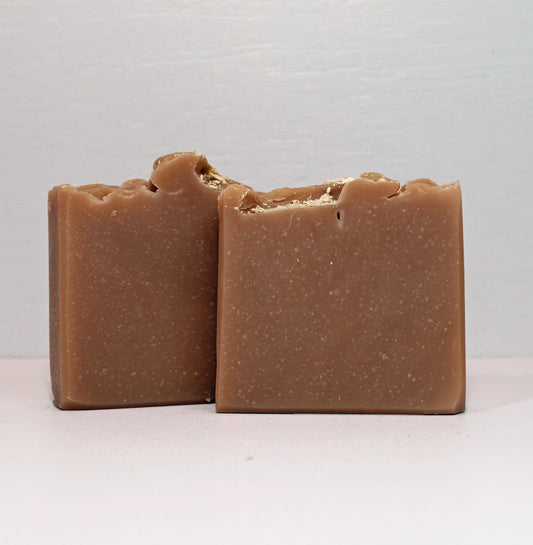 Oatmeal Exfoliating vegan, all-natural artisan specialty soap bar handmade by Birch Beauty in Rhode Island.