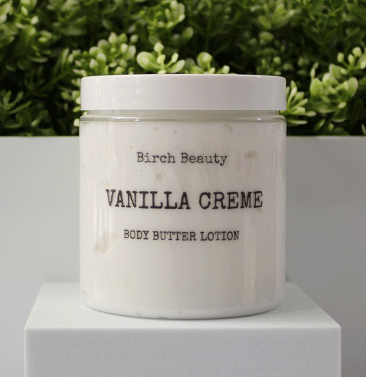 Vanilla Sugar whipped body butter vegan, limited ingredients handmade by Birch Beauty in Rhode Island